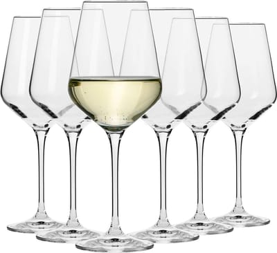 KROSNO | Hoog Witte Wijnglazen | Set van 6 - 390 ml | Avant-Garde Collectie | Loodvrij Kristalglas | Perfect voor Thuis, Restaurants en Feesten | Vaatwasser Veilig