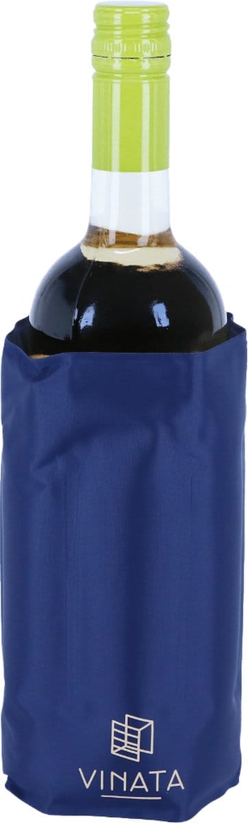 Vinata Tione wine sleeve - donkerblauw - wijnkoeler staaf - flessenkoeler - koelelement fles - wijnschenker