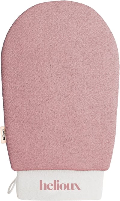Helioux® Scrub Handschoen Roze - Exfoliating Glove - Scrub Washand Voor Lichaam & Gezicht - Verwijderen Van Dode Huidcellen of Zelfbruiner - Roze - Pink