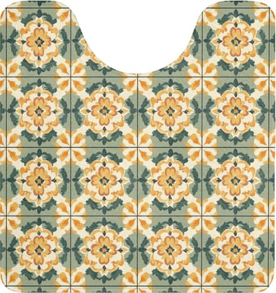 WC mat met uitsparing 55x60 cm - Antislip - Keramiek - Verweerd - Kleurrijk - Toiletmat met uitsnijding - Vloermat - Douchemat - Toilet tapijt - Toiletmatten