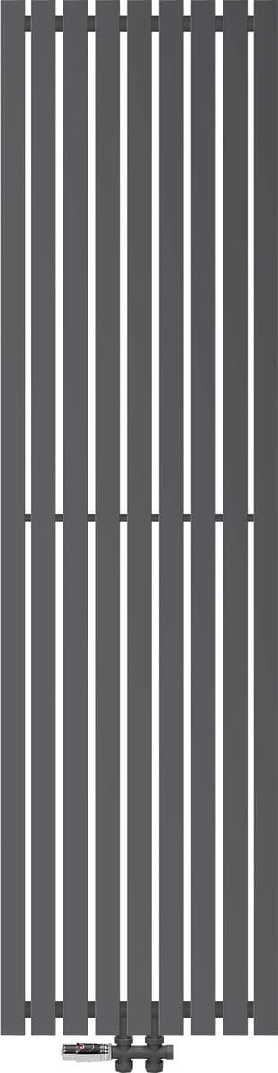 Badkamerradiator middenaansluiting 480x1800 mm antraciet met onderaansluitset LuxeBath