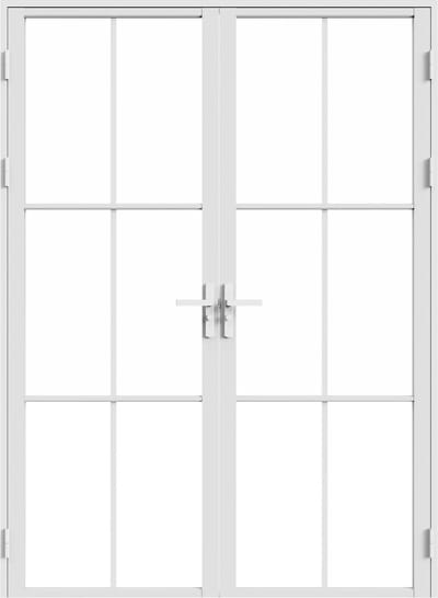 Vente-unique Omkeerbare dubbele deur in aluminium en gehard glas - Wit - 2 x H204 x B73 cm - SEROTO