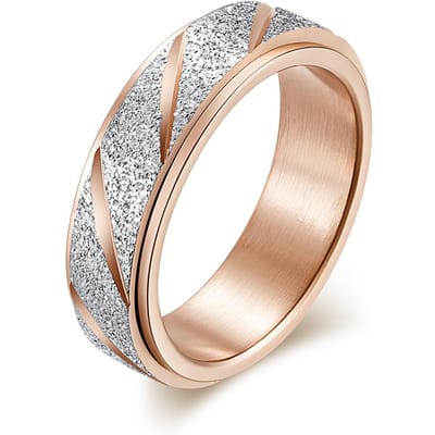 Koreaanse Versie van Parel Draaibare Roestvrij Staal Ring Zeven Kleuren Genderloze Ring Sieraden 12# beige