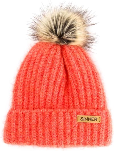 Sinner Mossy Beanie Muts Met Pom - Coral
