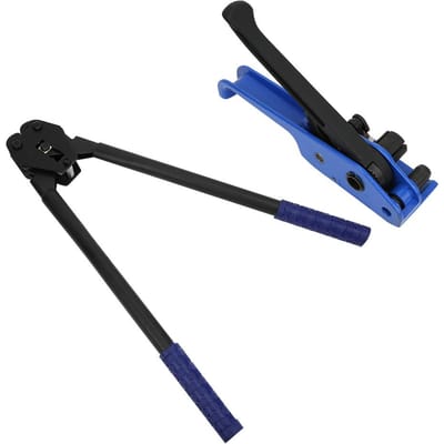 PP PET Straps Handmatige Spanner Snijder Krimper Verpakkings Tangen Strapping Tool 16 19mm Blauw 2 stuks blauw
