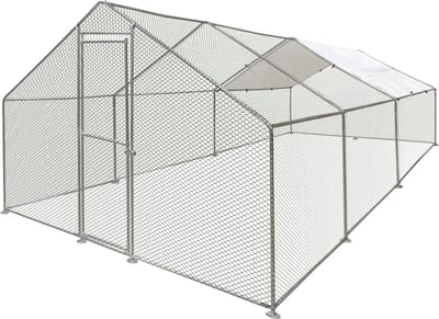 Flamingo Ren Doerak - Zilver - 6 x 3 x 2 m - Buitenren voor pluimvee en konijnen - Stevig, flexibel en eenvoudig aan te passen