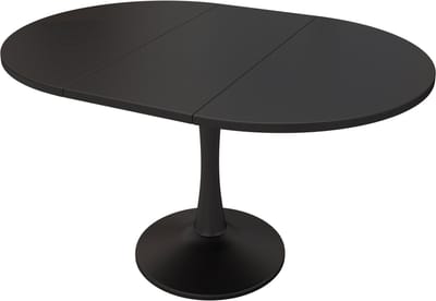 Uitschuifbare eettafel, ovale eettafel, salontafel/ontspanningstafel, lengte 100/140 x breedte 100 x hoogte 75 cm, moderne eenvoudige eettafel, zwart