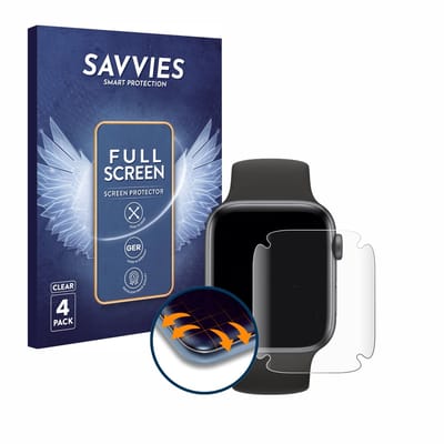 Savvies - Screenprotector voor Apple Watch SE (40 mm) - Folie Beschermfolie transparant volledig dekking 4 Stuks