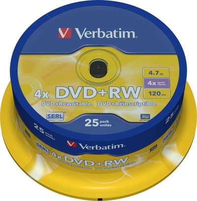 Verbatim 43489 DVD+RW disc 4.7 GB 25 stuk(s) Spindel Herschrijfbaar