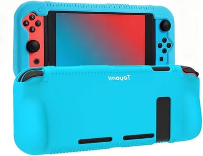 Compatibele Beschermhoes voor Nintendo Switch, Silicone Case met 2 Game Card Slots, Schokbestendig en Krastbestendig (BLAUW)