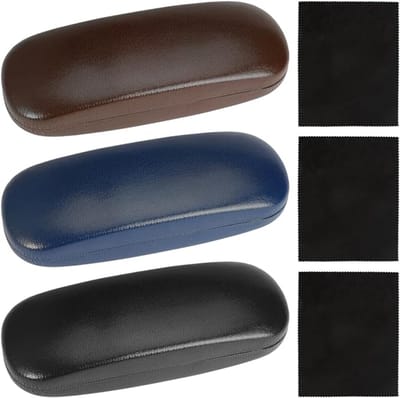 Famanu – Set van 3 harde brillenkokers – Synthetische case met poetsdoek – Voor dames en heren