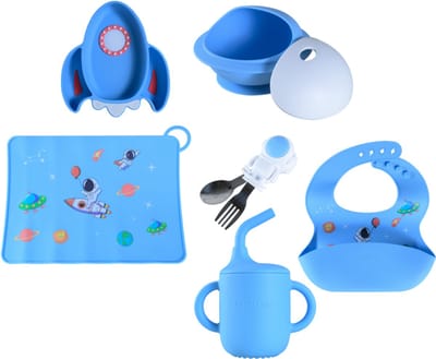 Sproudsy Serviesset Space - Kinderservies - Kraamcadeau - Baby - 6-delig - Sky Blue