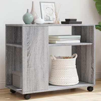 vidaXL - Bijzettafel - met - wieltjes - 70x35x60 - cm - hout - grijs - sonoma - eiken