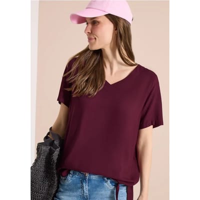 Blouse shirt met V-hals en knoop