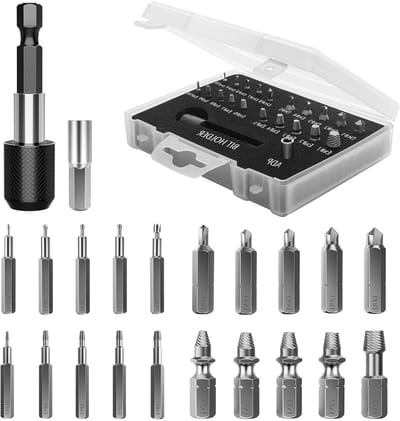 Damaged Screw Extractor Kit - 22-delige set voor het verwijderen van gebroken schroeven, universele tool met magnetische verlengstuk en socketadapter, ideaal voor reparaties en klussen in huis