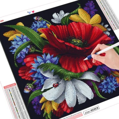 Mosaïque Diamant Affichage Complet Peinture Diamant 5d Carré Nouvelle Arrivée Fleur 30x30CM red