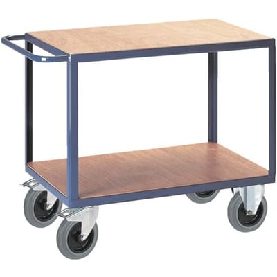 2-laags transportwagen Rollcart - L 1200 x B 800 mm - draagvermogen 600 kg - gentiaanblauw RAL 5010