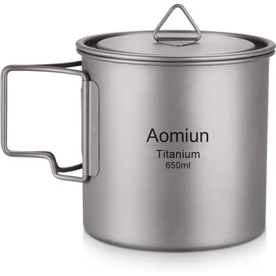 Aomiun Ultralichte Titanium Beker Outdoor Draagbare 2-delige Bekerset 300ml 650ml Camping Picknick Waterbeker 650ML