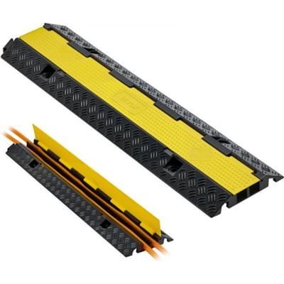 VEVOR 1005 mm kabelbeschermer, 9979 kg, 2-kanaals (32 x 31 mm) rubberen kabelbeschermer, struikelbeschermer, vloerbedekking, voor gebieden met hoge drempels, thuis, kantoor, magazijn, 1 stuk