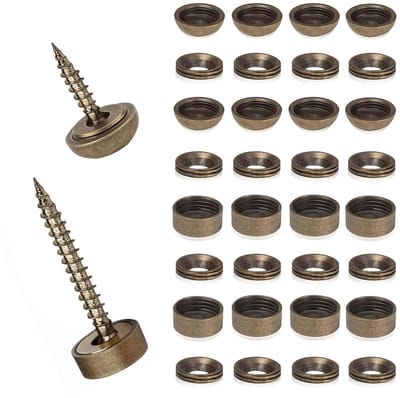 Decoratieve Spiegelschroeven met Caps - 16 Stuks Messing, 9 mm en 12 mm Zelftappende Schroeven voor Houten Decoratie en Spiegels