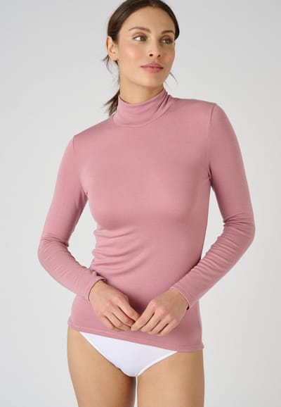 Damart - Fijn geribde T-shirt met opstaande kraag Thermolactyl Sensitive - Dames - Roze - 34-36 (XS)