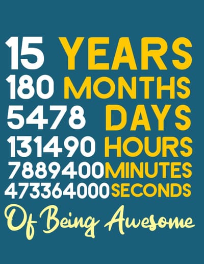 15 years of being awesome: Happy 15th birthday gift for boys, boy gifts for birthday-books 12 year old
