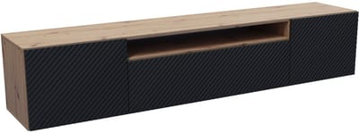 TV-kast Nicole, woonwand, lowboard, tv-standaard, woonwand, woonkamer, tv-meubel, woonkamermeubilair, televisie, highboard, TV-kast, tv-lowboard, 200 cm, 3 deuren, zwart, bruin
