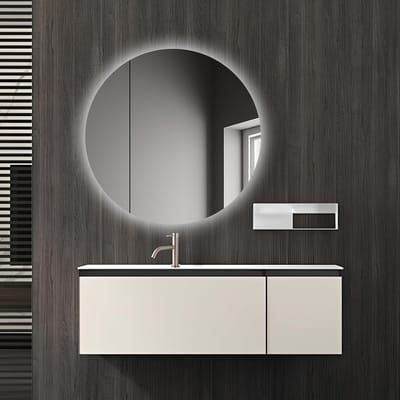 Spiegelkast Rond - Badkamermeubel - Opbergen Badkamer - Geïntegreerde LED - Diameter 60 cm - Wit