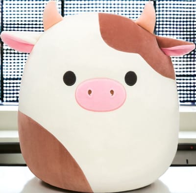 Klikkopers® - Kawaii knuffel - Squish Knuffel - 28 cm tot 32 cm - Koe Squishy - Kawaii Kussen - Kawaii Koe Knuffel - Bruin