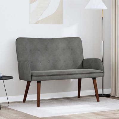 vidaXL - 2-Zits - Sofa - Donkergrijs - 115 - x - 61 - x - 87 - cm - fluweel