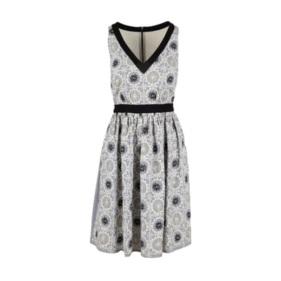 Voordelige en chique Moschino midi-jurk met geborduurde strepen - jaren 2010