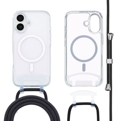 imoshion Hoesje - Geschikt voor iPhone 16 - geschikt voor MagSafe Backcover met afneembaar koord - Transparant
