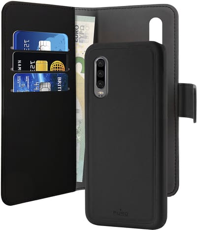 Puro, Hoesje geschikt voor Huawei P30 - 2-in-1 Folio met Magnetische Backcover & Kaarthouder, Zwart
