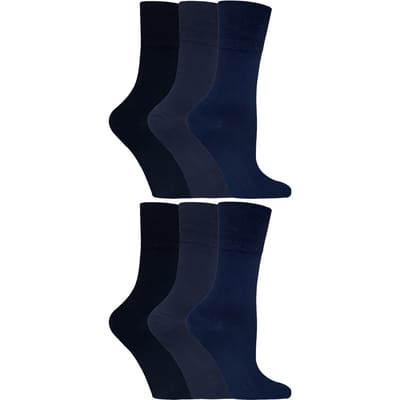 Gentle Grip - 6 paar diabetische damessokken - Donkerblauw 37