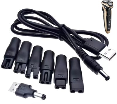 Oplader voor scheerapparaat en baardtrimmer heren - met 7 adapters -USB-oplaadkabel voor scheerapparaat - USB naar DC-kabel - Elektrische scheerapparaat opladen - Handige opladerset - geschikt voor scheerapparaten en tondeuses