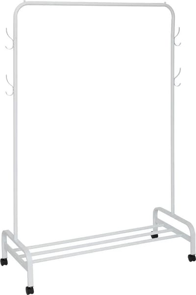 5Five Mobiel kledingrek - metaal - wit - met wieltjes - 118 x 45 x 160 cm - hang en leg optie
