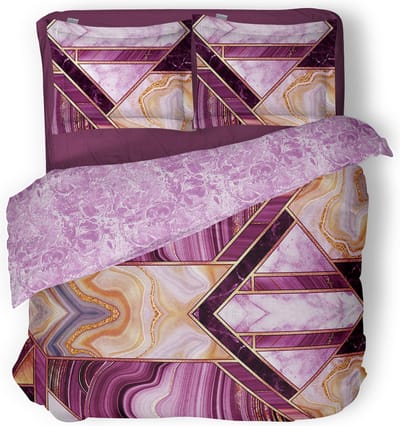 LINNICK Dekbedovertrek Katoen Marble Shape - Pink - Dekbedovertrek 200x200/220cm - 100% Katoen - Tweepersoons - Dekbedovertrekken - Grafisch Dekbedovertrek