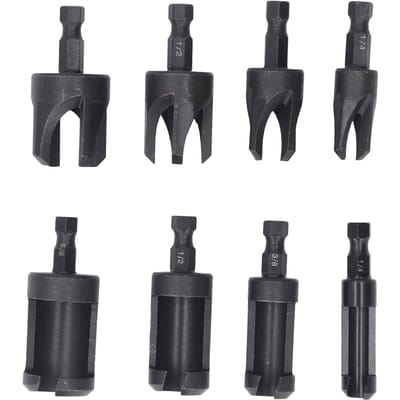 8 Stuks Hout Gat Boor Bits Koolstofstaal Zeskantschacht Rechte en Taps Toelopende Plugsnijder Set 14in