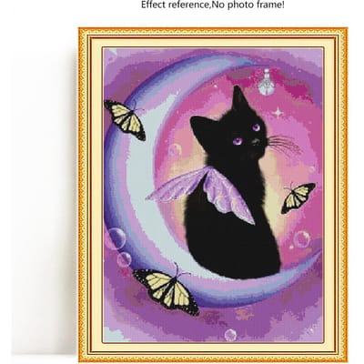 Diamond Paintnig Cat Full Square Drill Home Decoration Beaded Picture Kit 20X30CM black