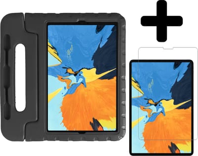 Hoes - Geschikt voor Apple iPad Pro (2018) - 11 inch - Met Screenprotector - Kinderhoes Shockproof Bumper - Kidsproof Case - Tablet Hoesje - Kinder Hoesje Cover - Zwart
