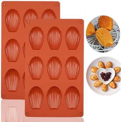Madeleine, Silicone Schelpvormige Bakvorm, Kleine Siliconen Mallen, Voor Taarten, Chocolaatjes, Snoepjes en Koekjes(Steenrood)