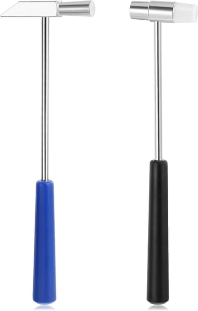 Set van 2 Multifunctionele Hammers voor Sieraden, Houtbewerking en Doe-Het-Zelf Klussen, Lichtgewicht Rubber en Metalen Kop