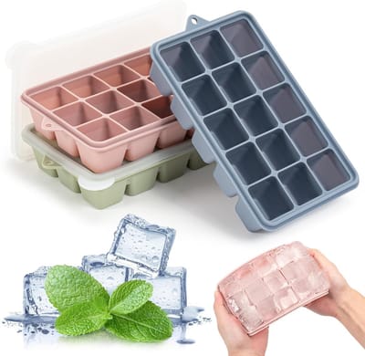 3 Stuks Siliconen Ijsblokken Trays met Deksel - 15 Holes Makkelijk Loslaten Vierkante Ijsvormen - Stapelbaar Lekvrij Ijsmaker voor Whiskey Cocktails Koffie Sap Zomer Dranken Thuis Bar Benodigdheden