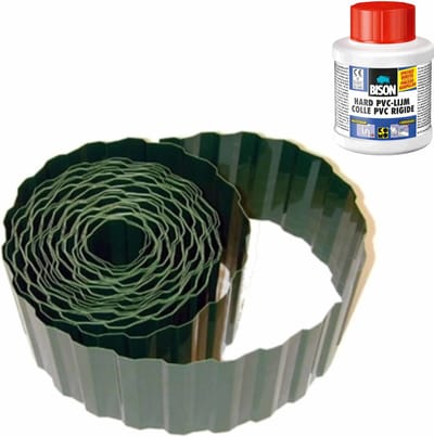 4x stuks Kunststof grasranden / borderranden groen 9 m x 15 cm inclusief Bison PVC lijm