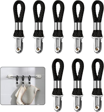 Set van 8 metalen haakjes voor het ophangen van theedoeken, handdoeken, sokken en handschoenen