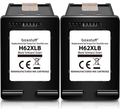 Boxstuff Inkt geschikt voor 62 XL Zwart - (C2P05AE) Compatibel met HP 62 / 62XL - Inkt Cartridge voor HP Envy 5640 / 5644 / 7640 / 7644 OfficeJet 5740 / 5742 / 200 / 250 - Multipack Zwart