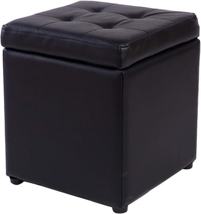 Opbergkruk - Voetenbank met opbergruimte - Ruimte Besparen - Verborgen Opbergruimte - 35 cm - Zwart