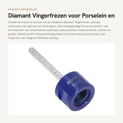 Dailygoods- Freesbit - M14 Draad - Diamant Deeltjes - Voor Porselein/Hard Keramiek - Scherpe/Slijtvast - Vacuüm Gelast - Diamantfrees