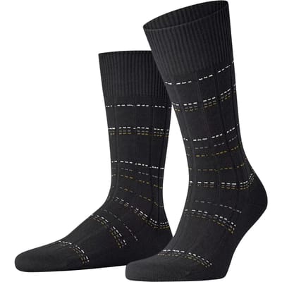 FALKE Lhasa Rib Special Edition gedessineerd wol viscose kasjmier sokken heren zwart - maat 39-42