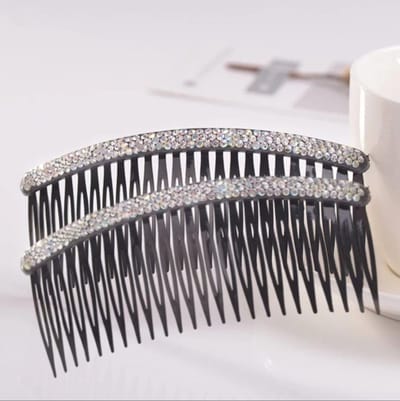 Zwarte Haarkammen Kristal steentjes 2stuks- Insteekkam 11X 4,7 CM- Youhomy haarfashion- Haarspelden- Haarklauwen- Bruid| Feest| Gala